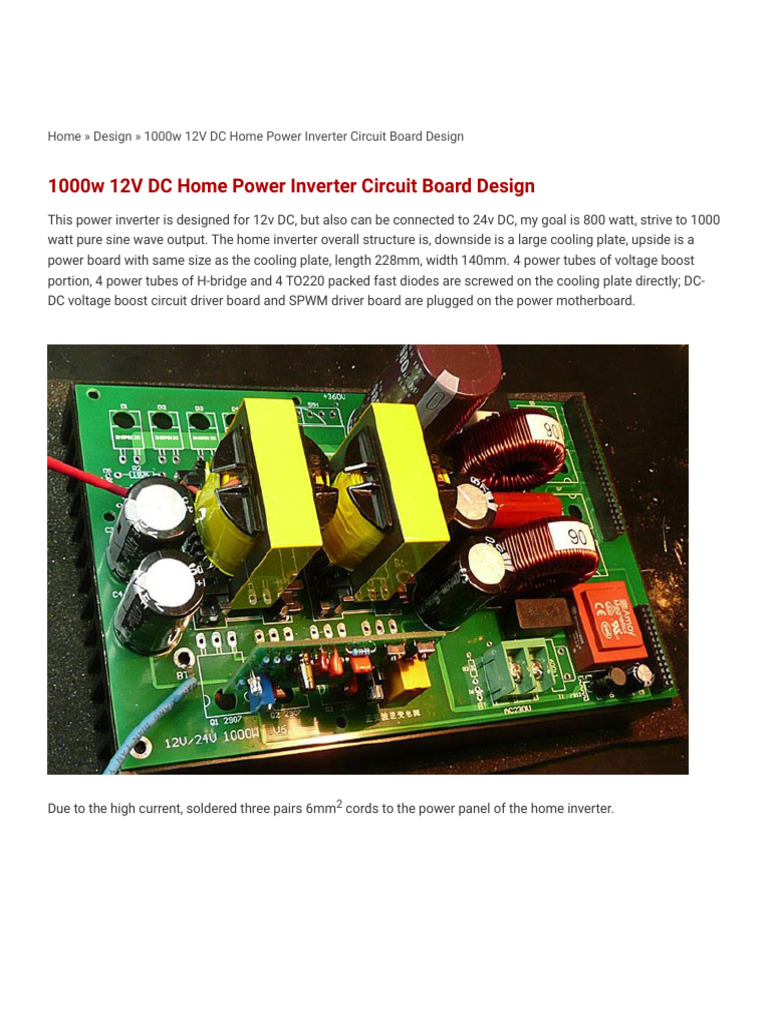 1000w 12V DC Home Power Inverter Circuit Board Design TDC Ic | PDF