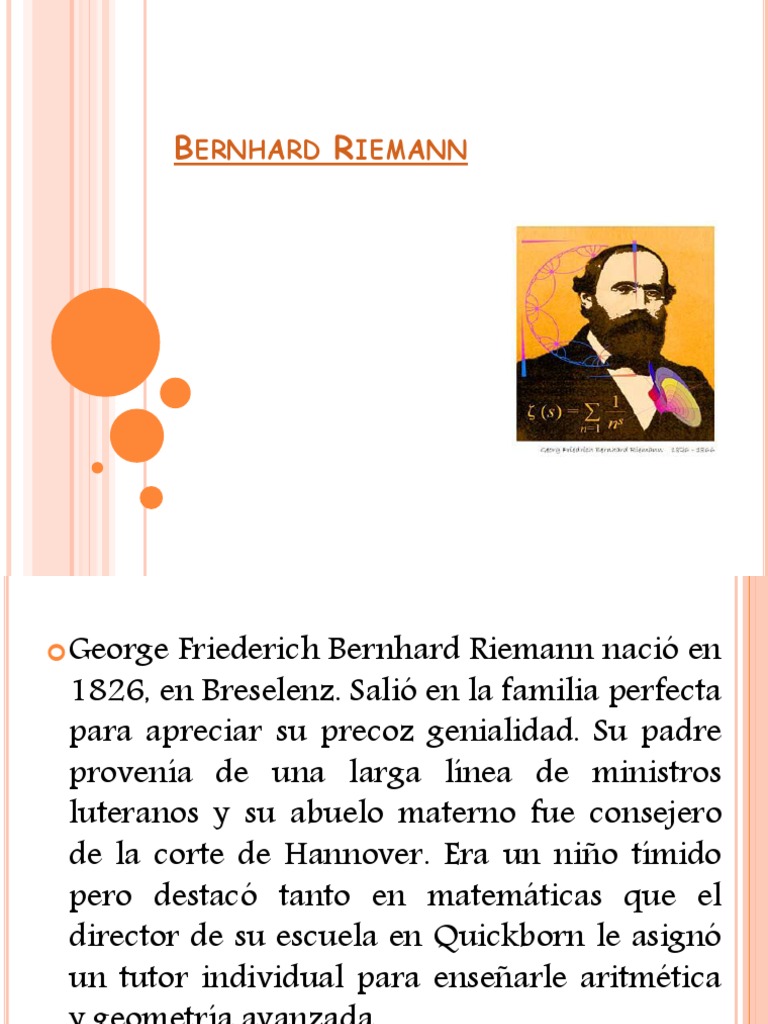 Biografía de Bernhard Riemann | PDF | Enseñanza de matemática | Science