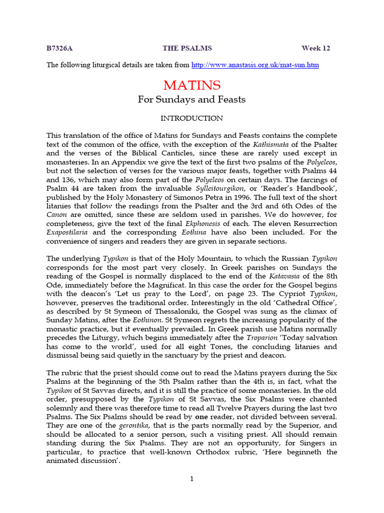 Anastasis psalms in the orthodox liturgy pdf eastern christian