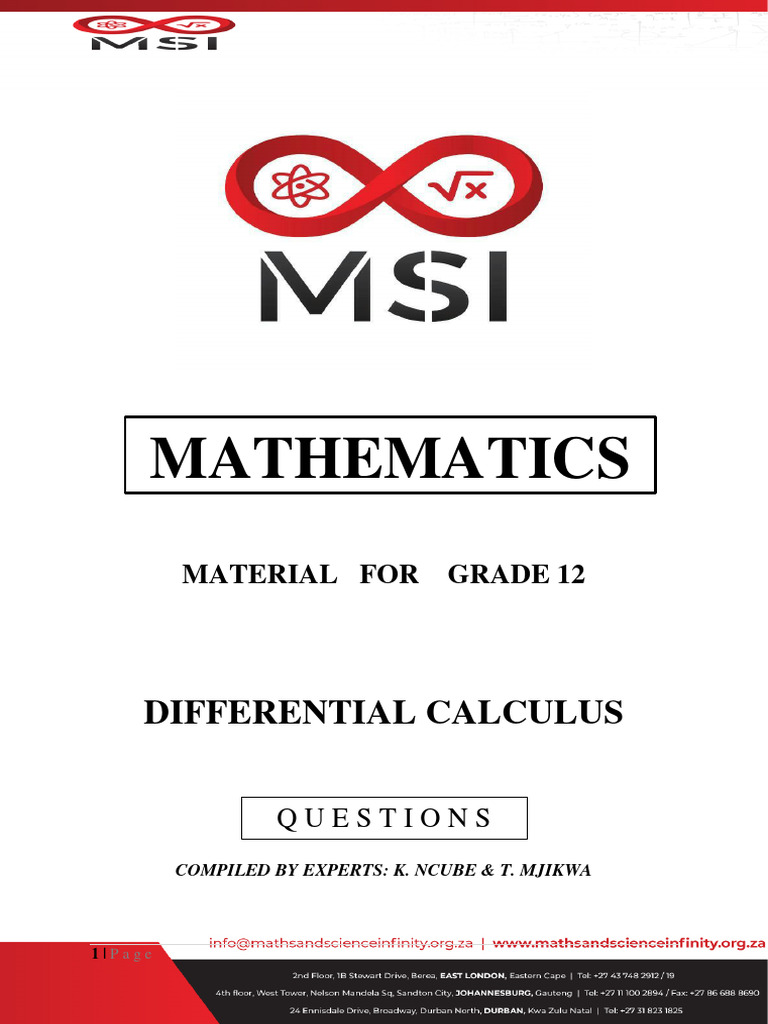 msi calculus grade 12 questions