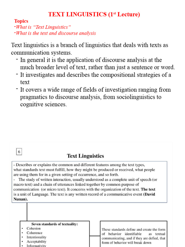 Introduction to Text Linguistics | PDF | Linguistics | Discourse