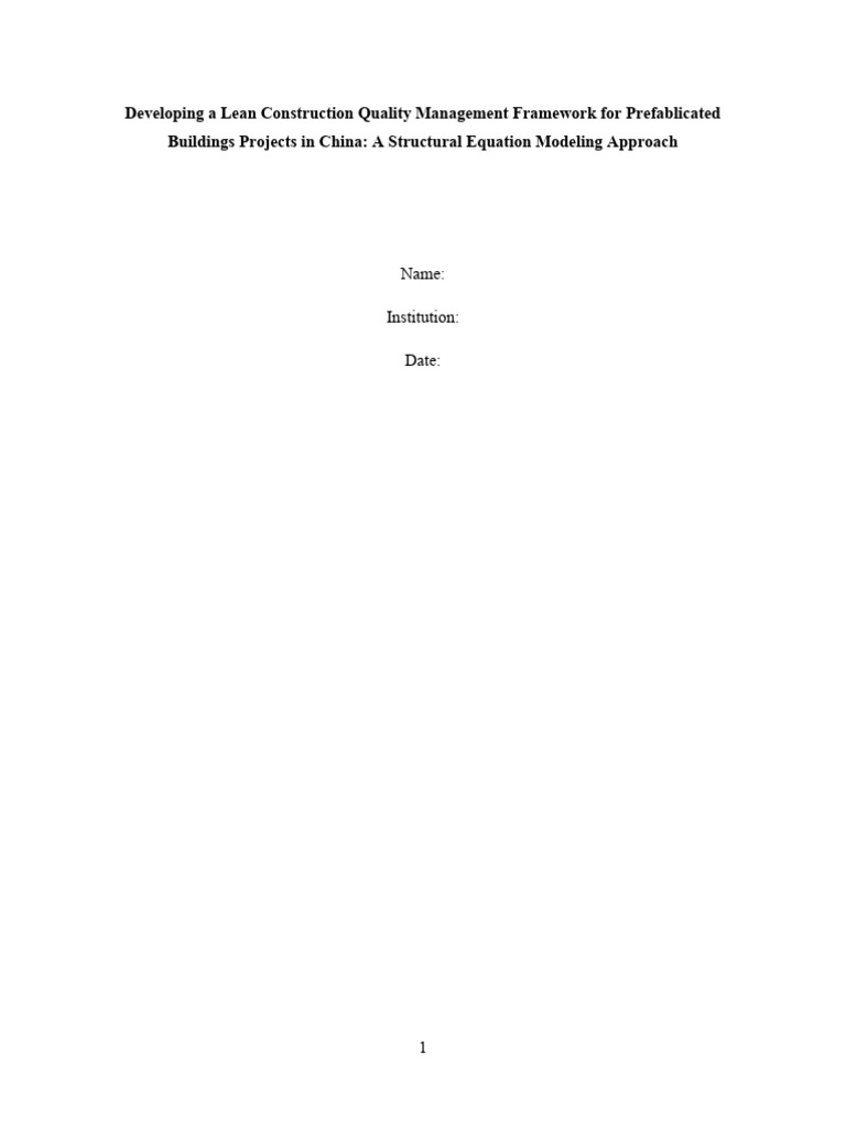 Lean Quality Management for Prefab Buildings | PDF | Survey Methodology ...