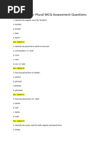 Singular Plural MCQ Assessment Questions - 8d797afe 5945 4b75 B3e0 76df2cd7cdc1