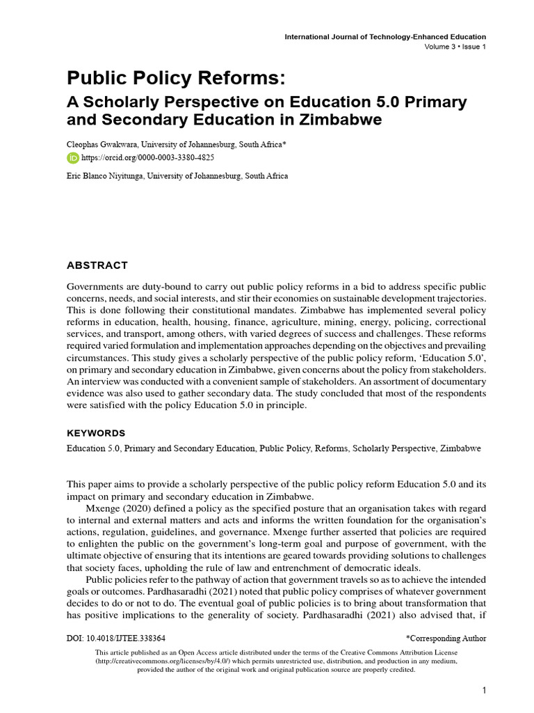 Education 5.0 Policy in Zimbabwe | PDF | Educational Assessment | Policy