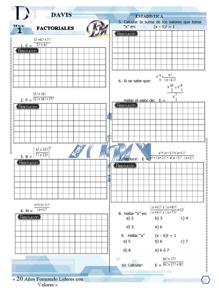 Problemas de Factoriales y Combinatoria | PDF | Matemáticas