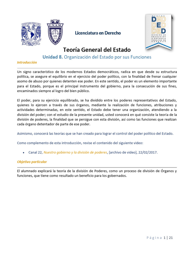 División de Poderes en el Estado Moderno | PDF | Separación de poderes ...