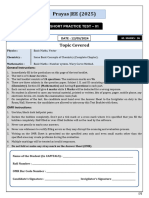 Short Practice Test 01 Test Papers (PCM) Prayas JEE 2025