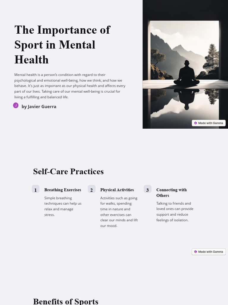 The Importance of Sport in Mental Health | PDF
