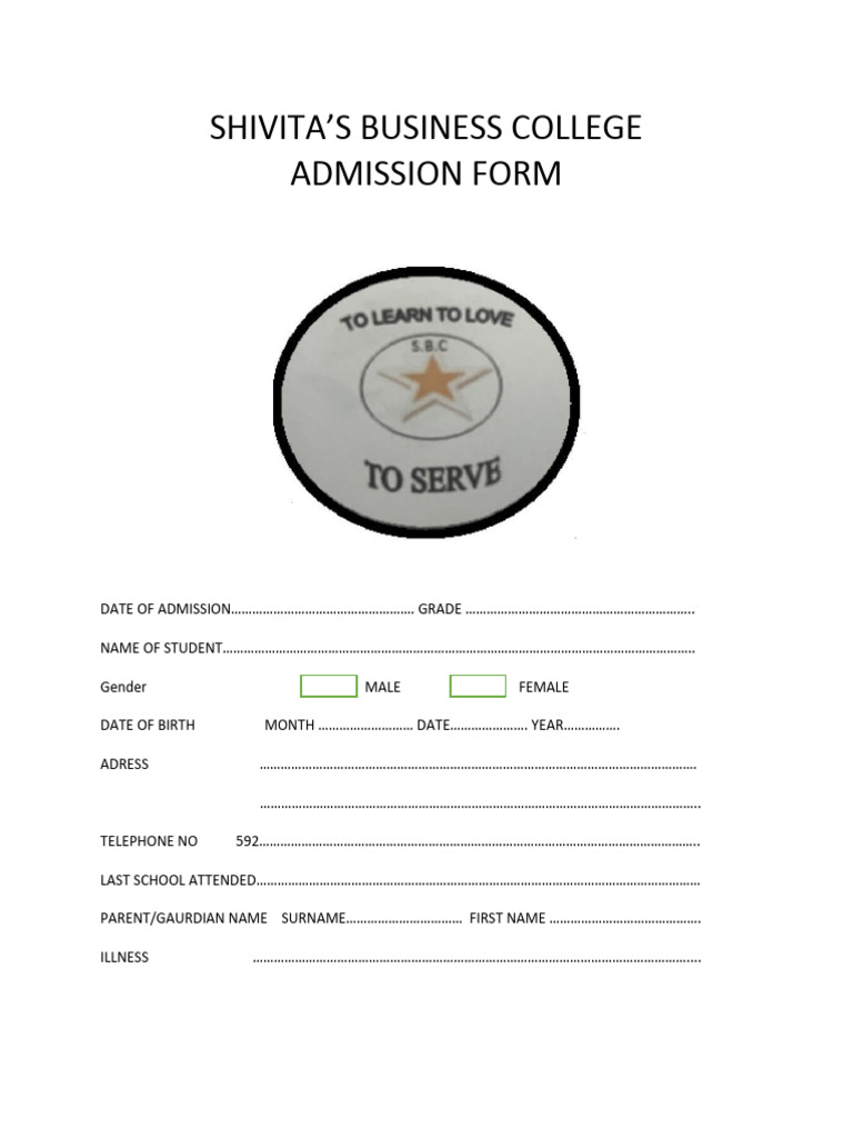 Admission Form | PDF