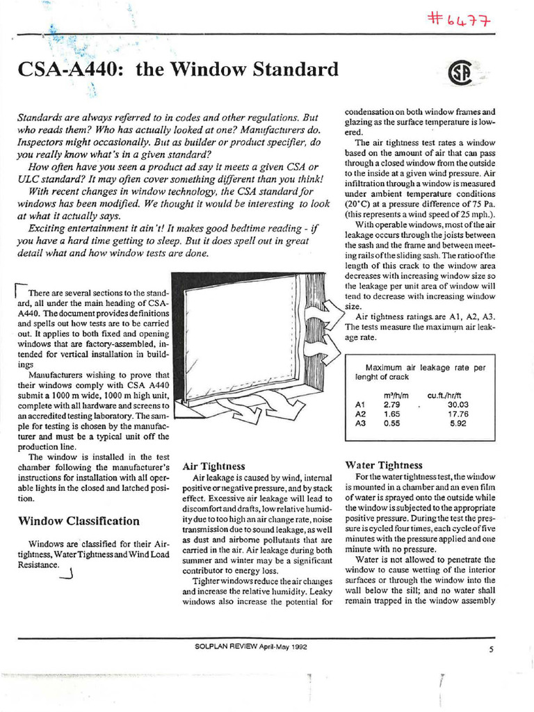 CSA A440 Window Standards Explained | PDF | Window | Glasses
