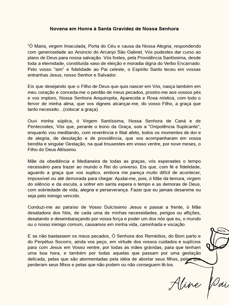 Novena em Honra À Santa Gravidez de Nossa Senhora | PDF | Maria, mãe de ...