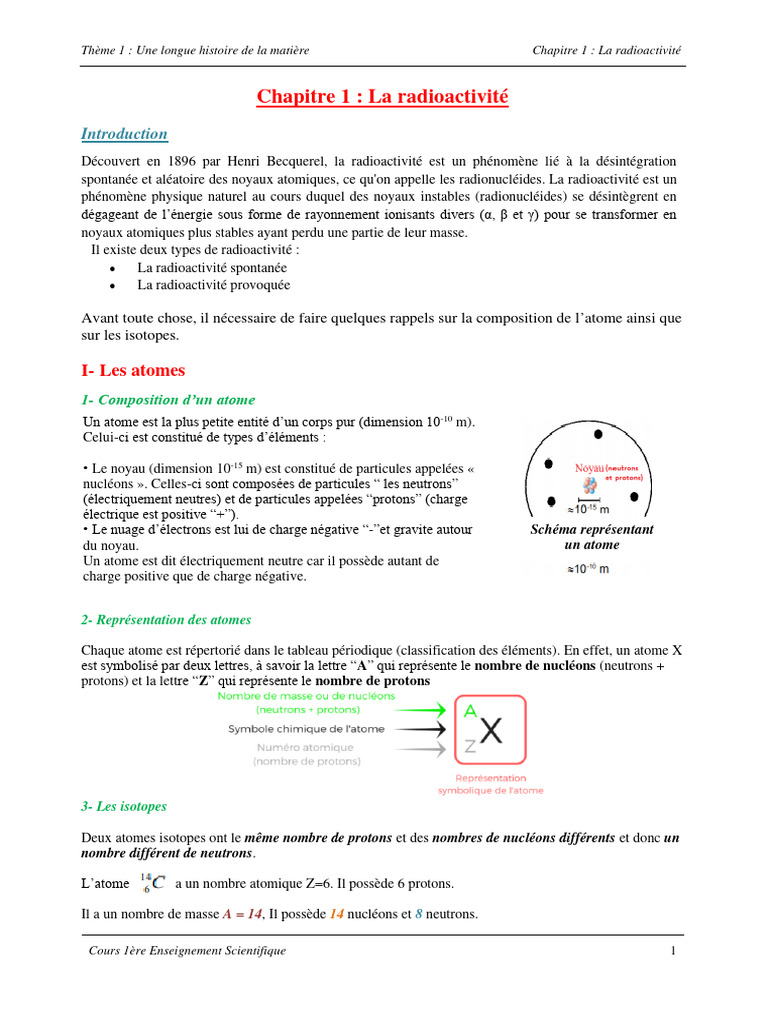 Introduction à la radioactivité et ses types | PDF | Noyau atomique ...