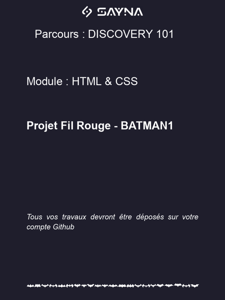 Projet BATMAN : HTML & CSS sur GitHub | PDF | Logiciel | Informatique