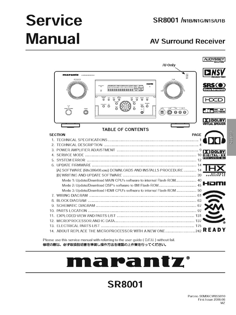 MarantzSR8001ServiceManual PDF