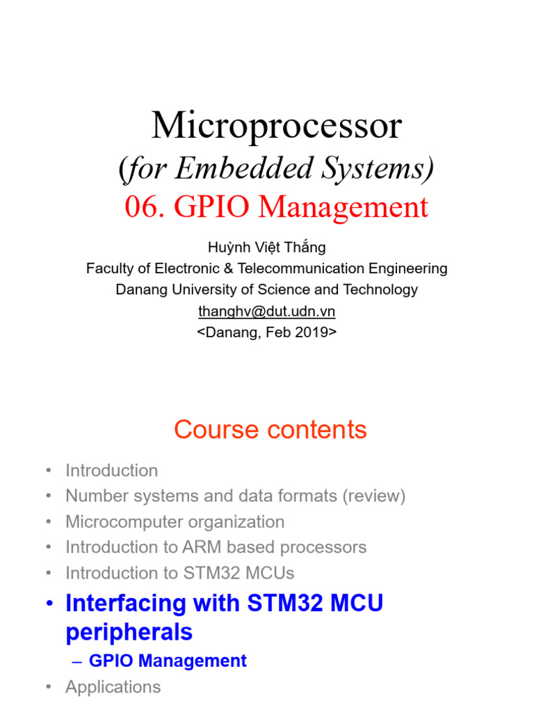 MicroprocessorHVT2019 Lec06 STM32 GPIO | PDF | Microcontroller | Input ...