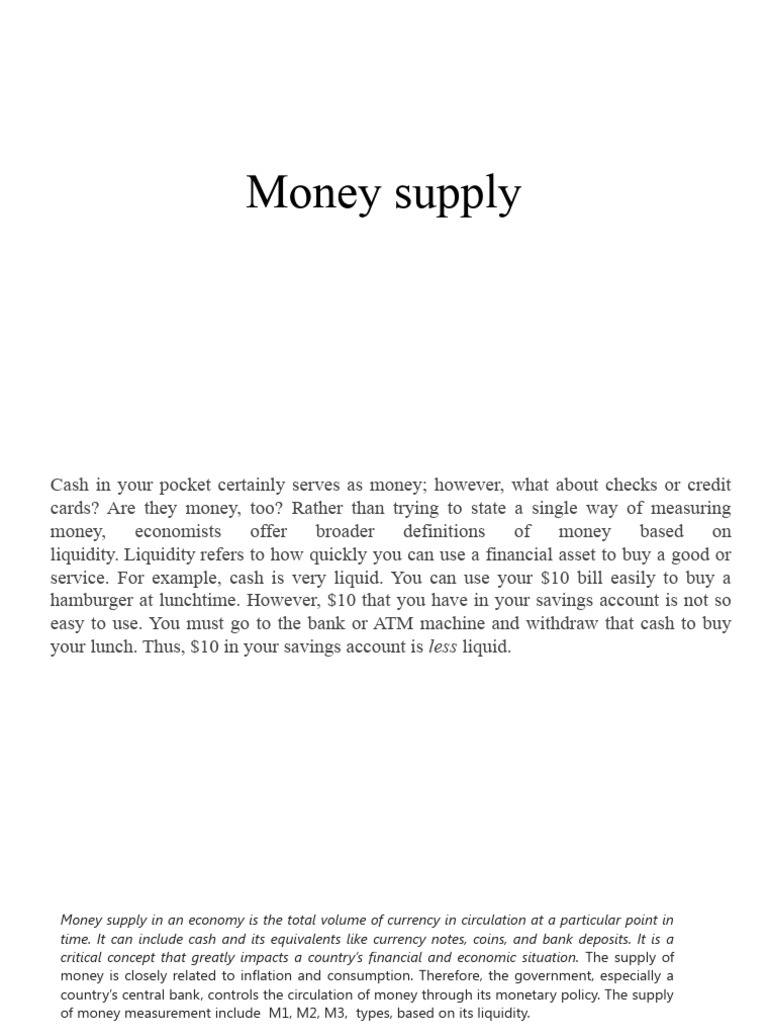Money Supply Pdf Money Supply Money