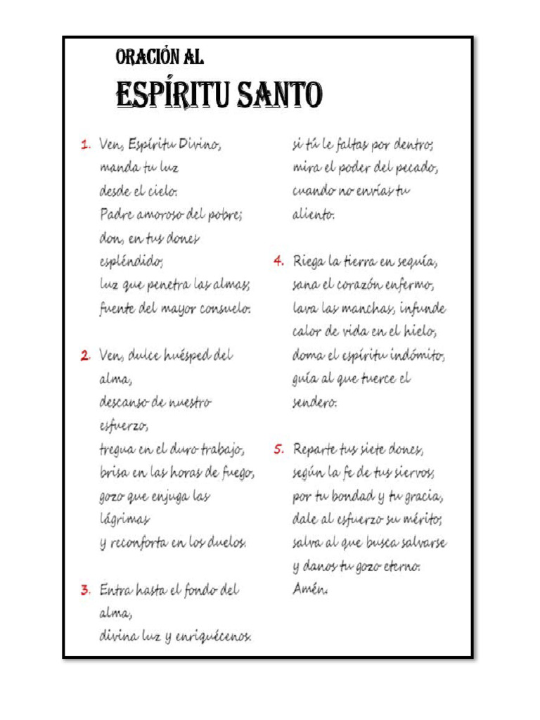 Oracion Al ESPIRITU SANTO | PDF