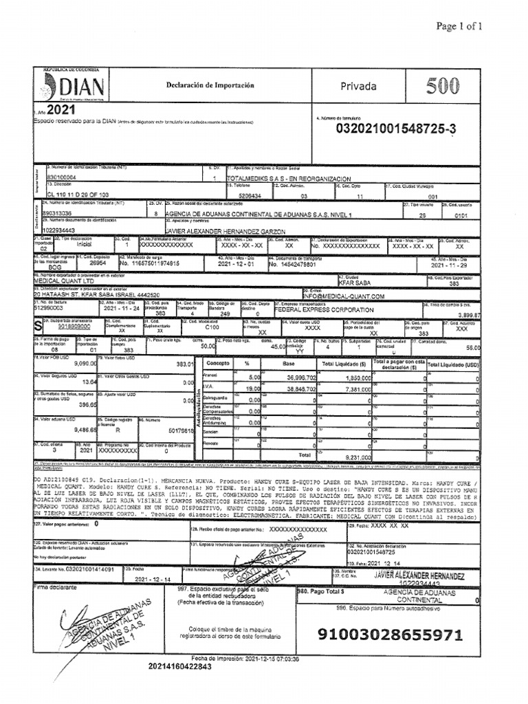 Declaracion De Importacion Handy Cure Pdf