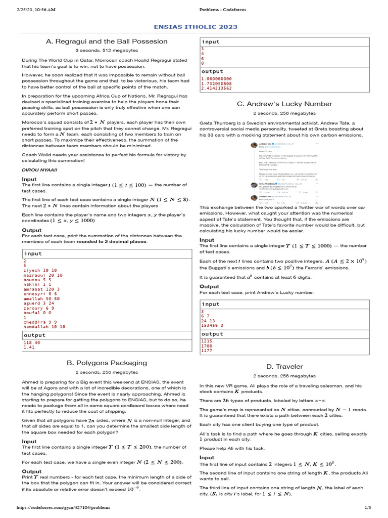 Codeforces ENSIAS ITHOLIC 2023 Problems | PDF | Virtual Reality ...