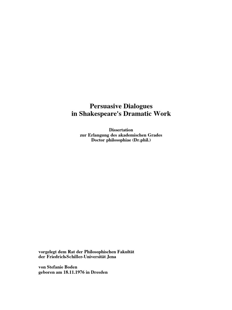 Persuasive Dialogues in Shakespeare's Dramatic Work | PDF | Rhetoric ...
