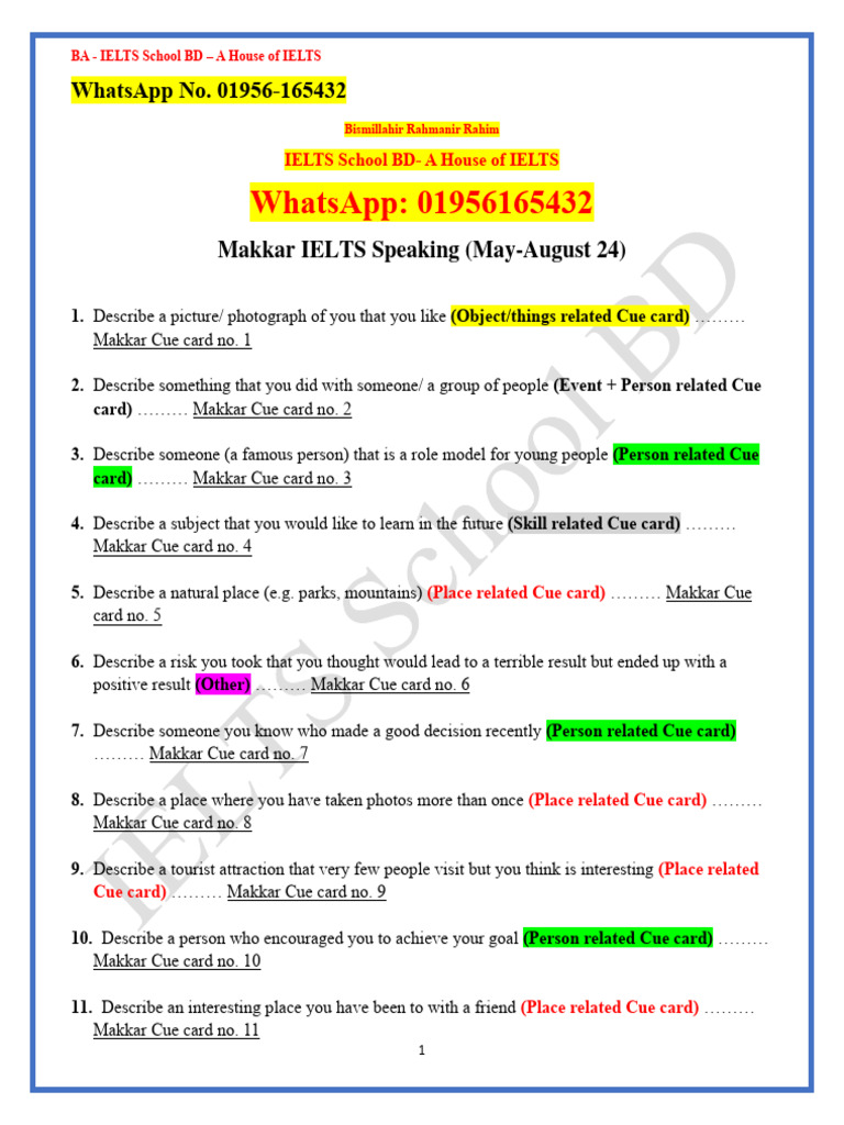 Kiran Makkar Cue Cards 2024 Download