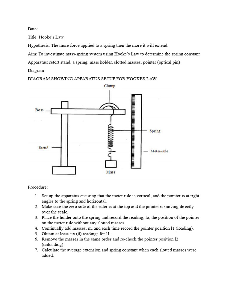 Hookes Law Expeirment Pdf Elasticity Physics Force