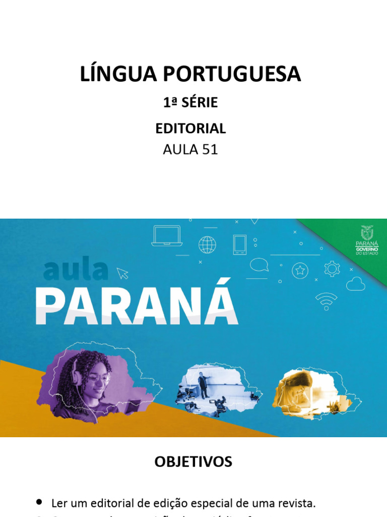 Língua - Portuguesa - 1 Série - Slides Aula 51 | PDF | Editorial | Livros