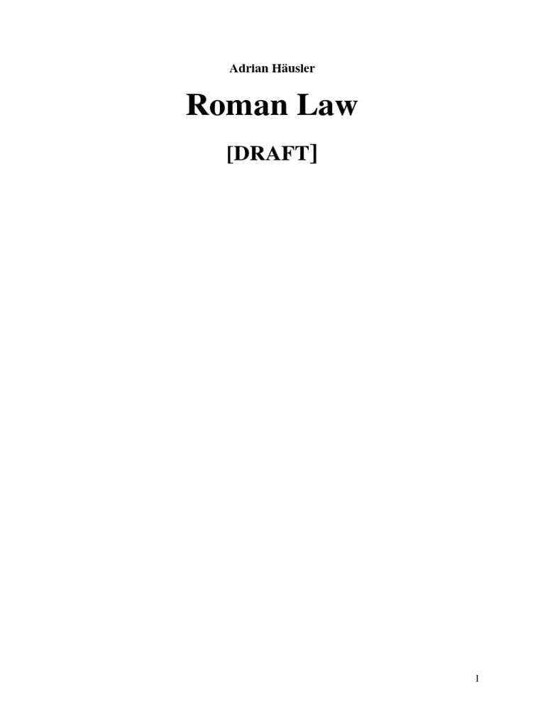 Häusler Roman Law Introduction To Swiss Law Draft PDF Roman Law Roman Empire