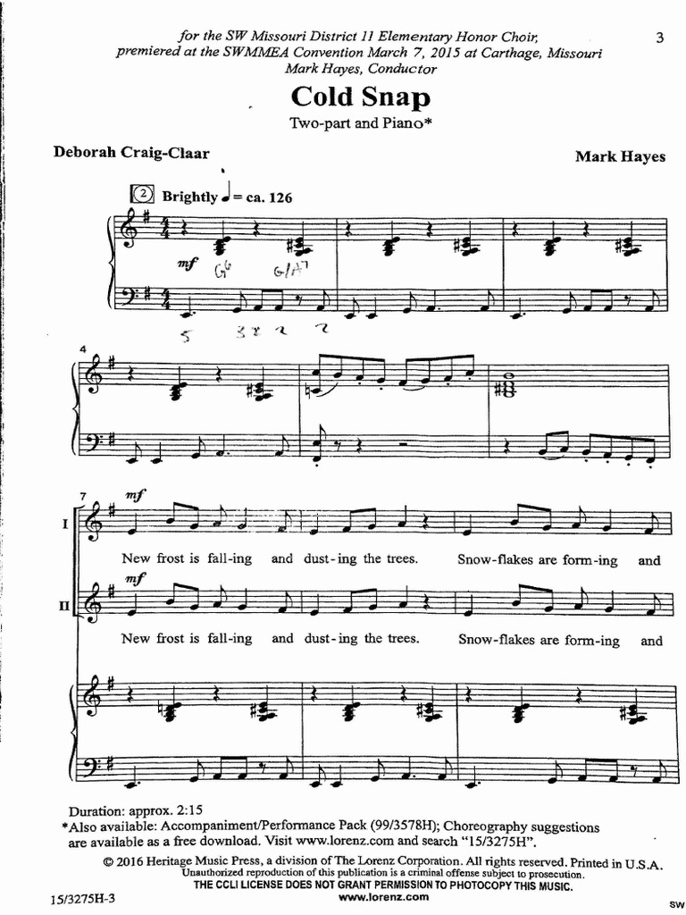 1. Cold Snap Partitura PDF