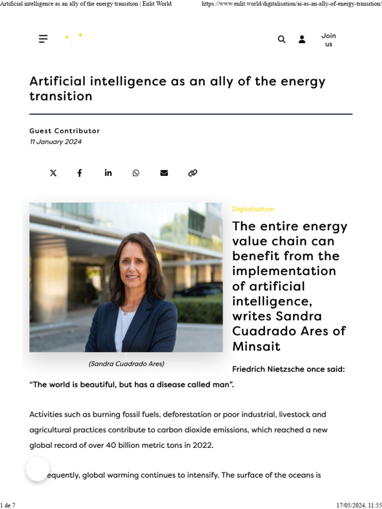 AI's Role in Energy Transition | PDF | Climate Change | Artificial ...