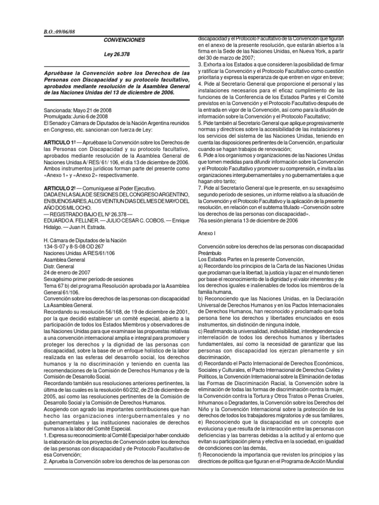 26.378 Convenc Der Discap | PDF | Invalidez | Accesibilidad