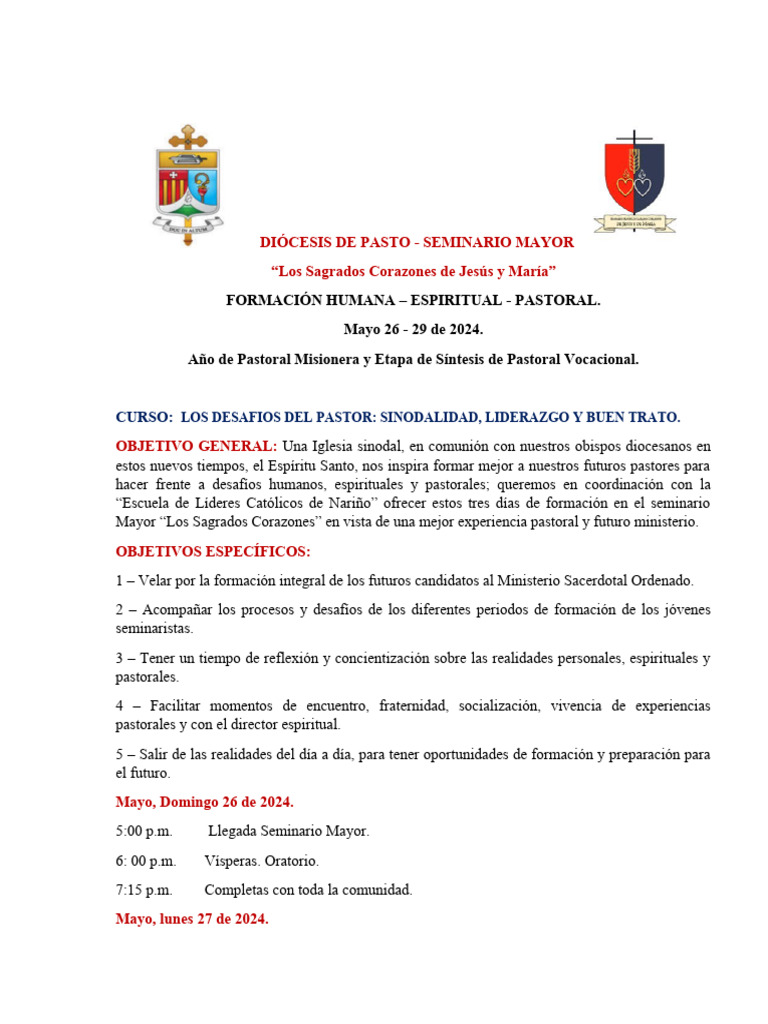 Formación Pastoral en la Diócesis de Pasto | PDF | Seminario ...