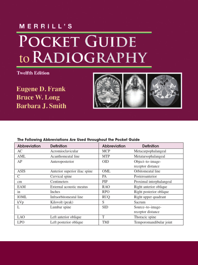 11215merrills Pocket Guide To Radiography 12th | PDF | Elbow | Hand