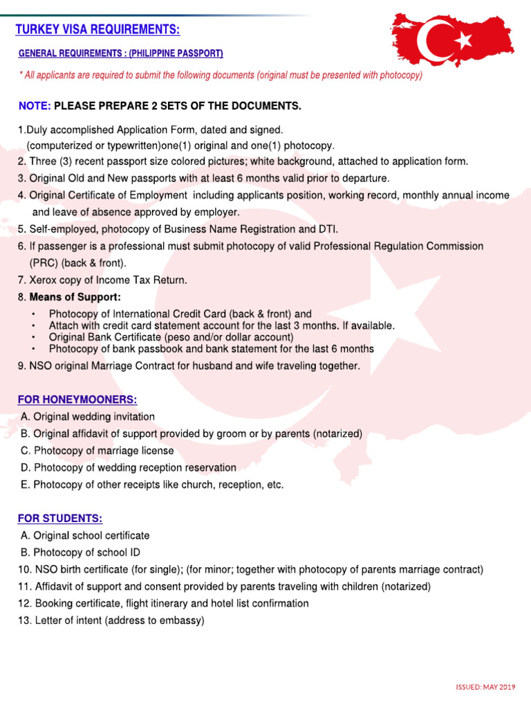 Turkey Visa Requirements 2019 PDF Travel Visa Passport