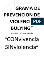 CAMPAÑA PREVENTIVA DE LA VIOLENCIA BULLYNING Ong
