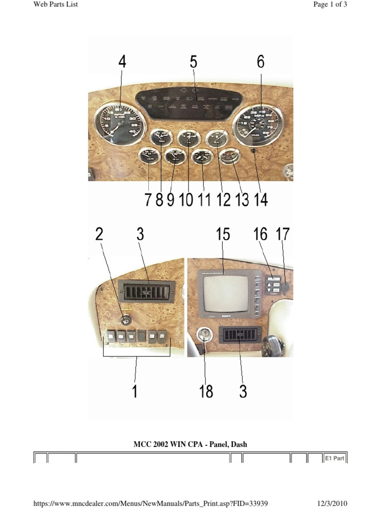 1 Dash Panel Parts breakdown | PDF | Rear Wheel Drive Vehicles | Lighting