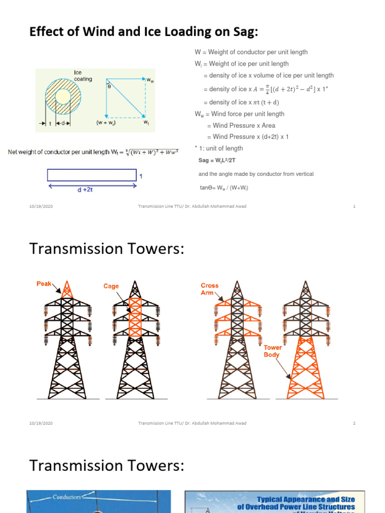 ch1 Lecture 3 Sag in Overhead Transmission Line and Its Calculation