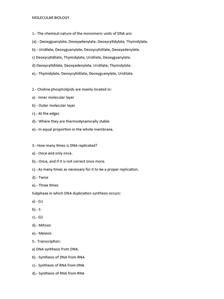 Molecular Biology Pdf Rna Dna