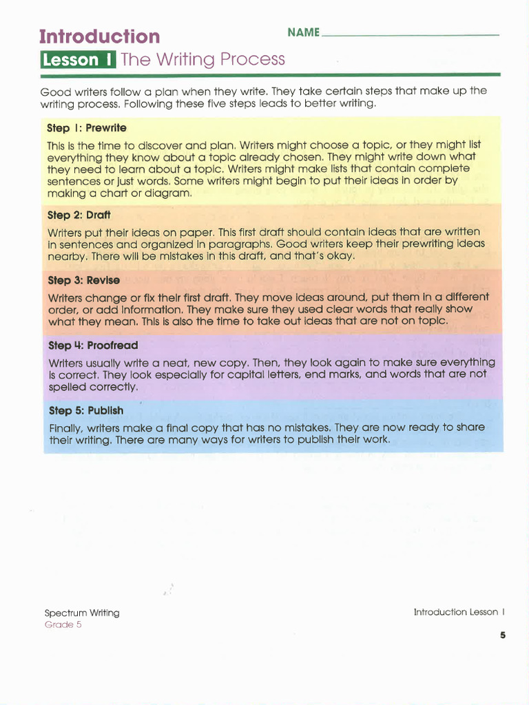 Spectrum Writing 5 Pages 7 - 10 | PDF