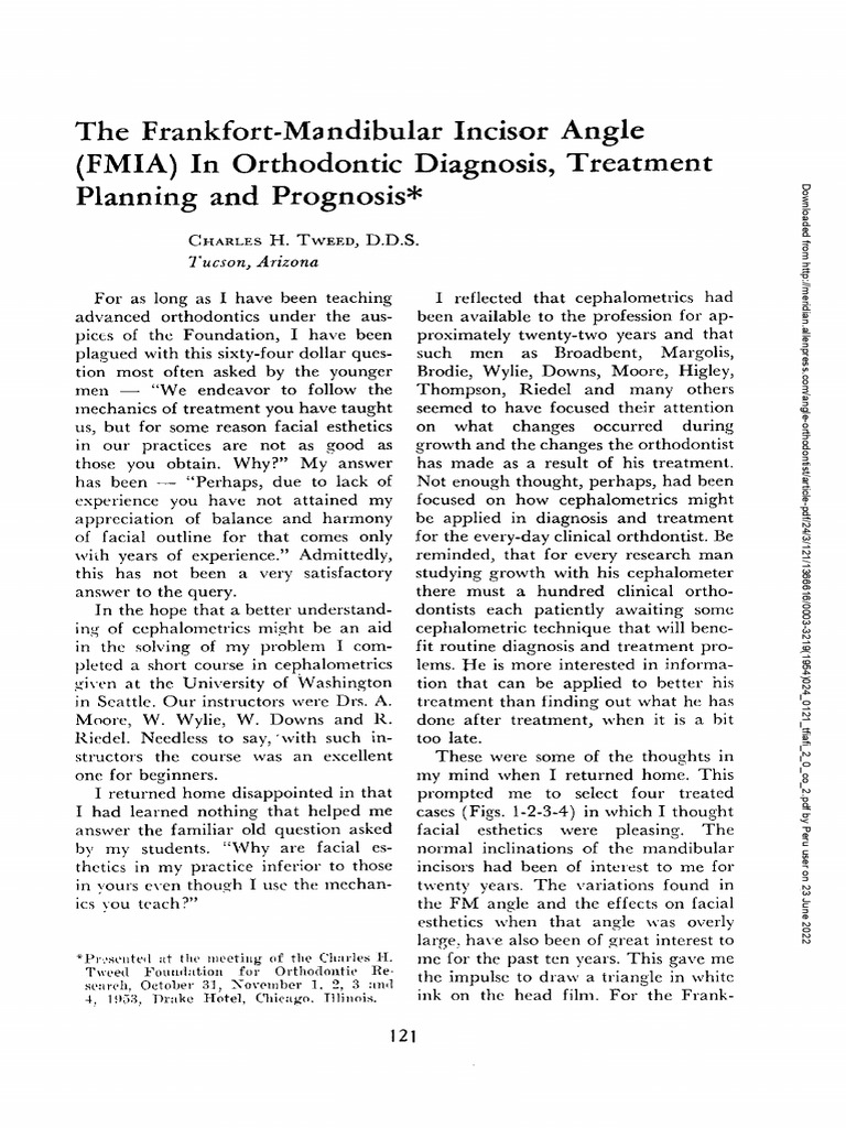 Orthodontic Treatment Insights 1954 | PDF