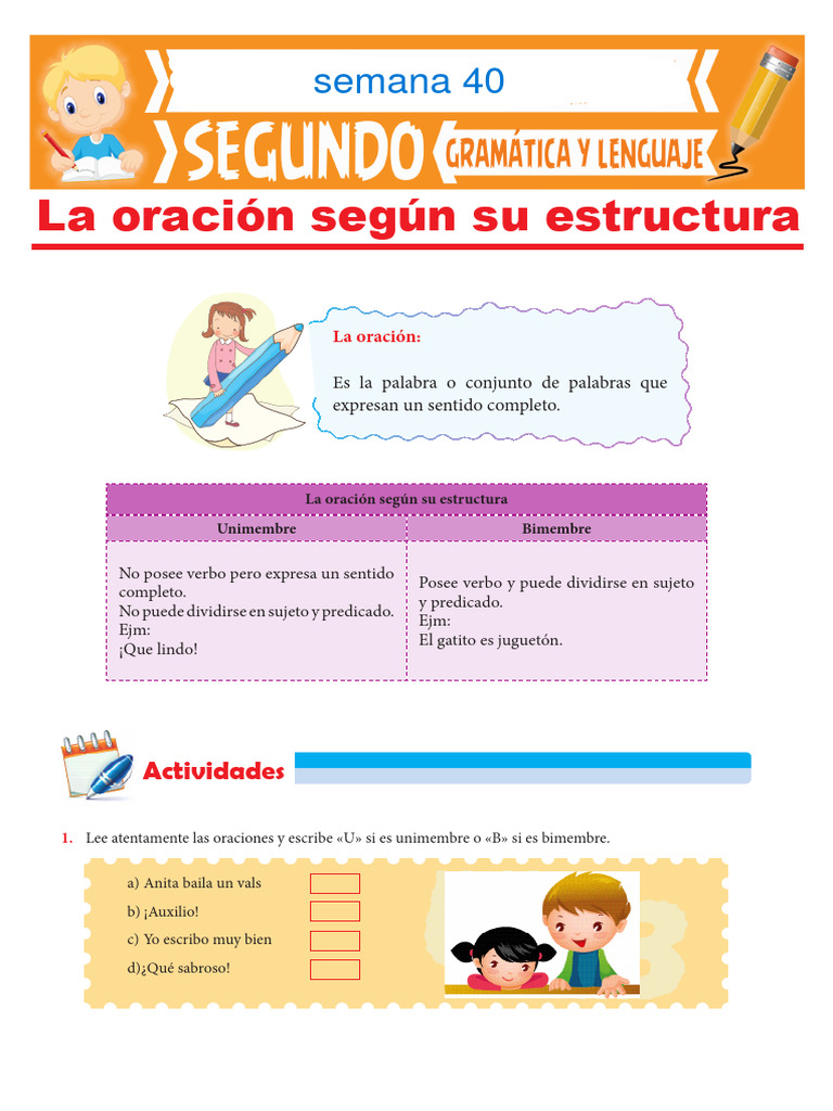 La Oracion Segun Su Estructura Lunea | PDF | Oración (Lingüística ...