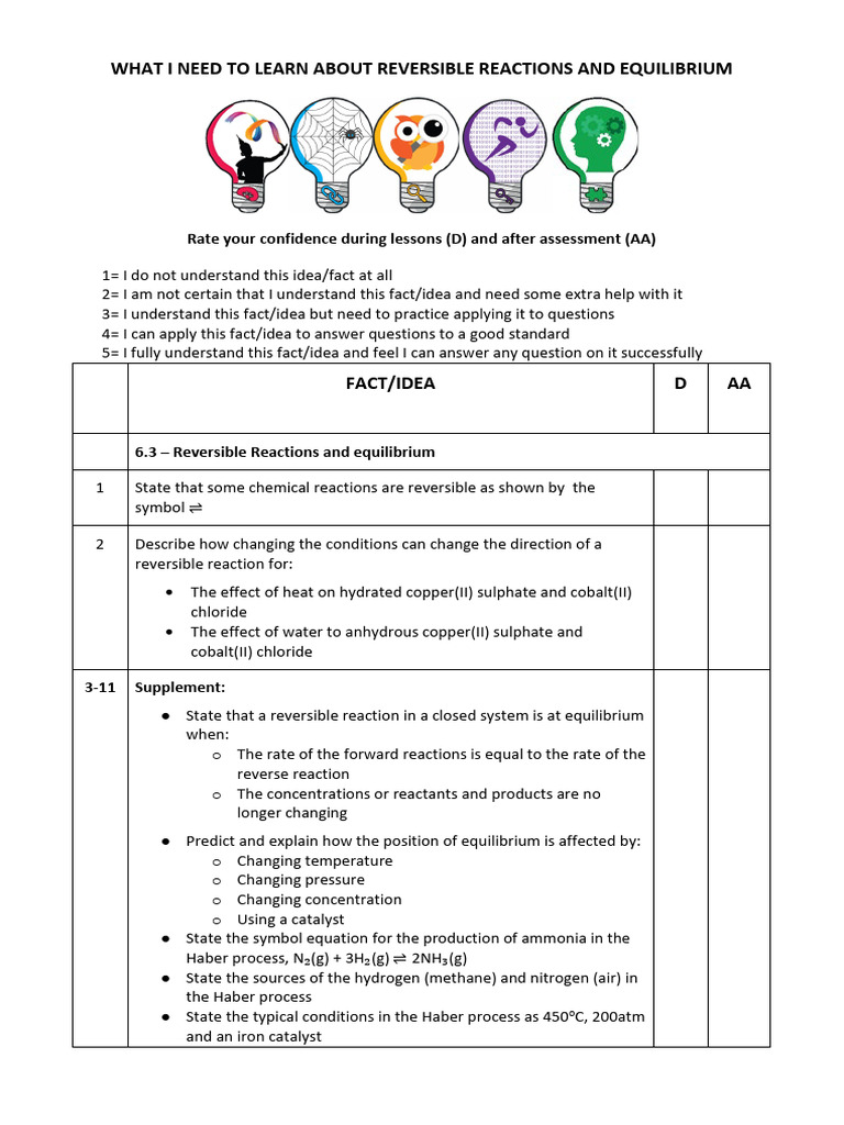 Understanding Reversible Reactions and Equilibrium | PDF | Chemical ...