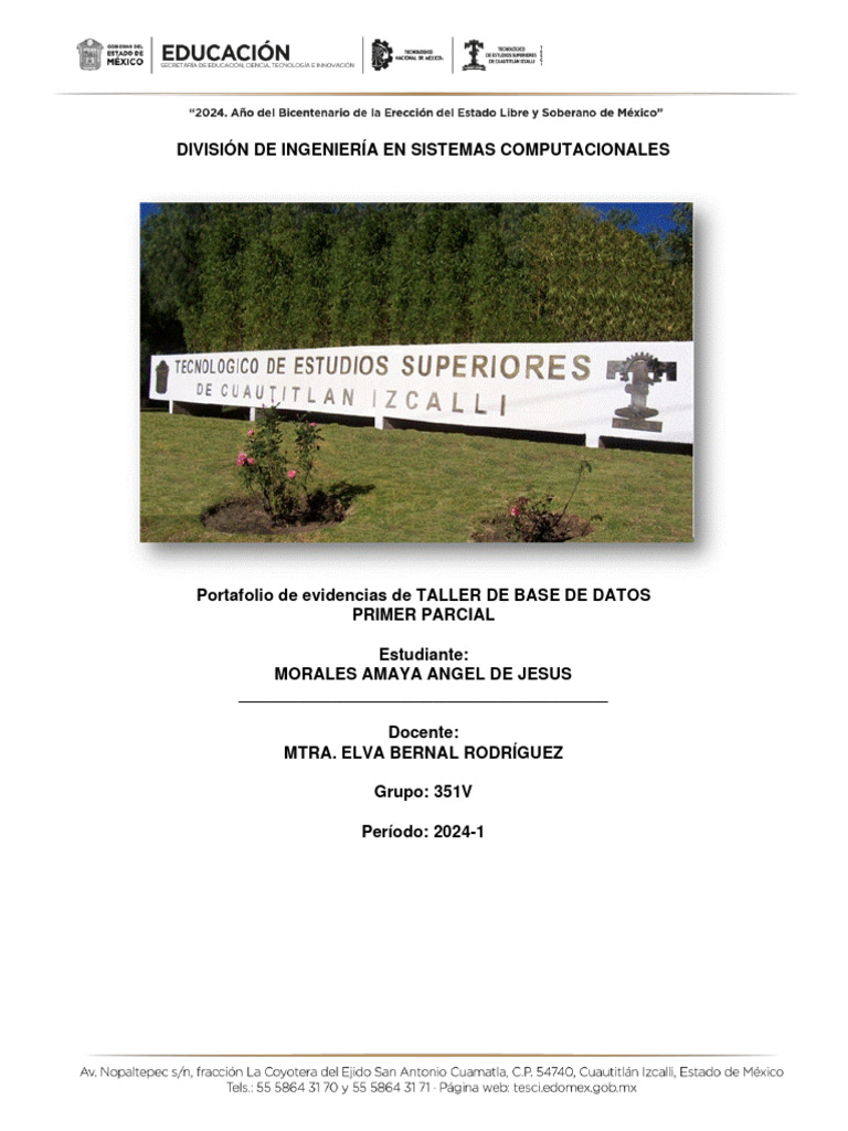 Portafolio primer parcial bd pdf servidor sql de microsoft sql