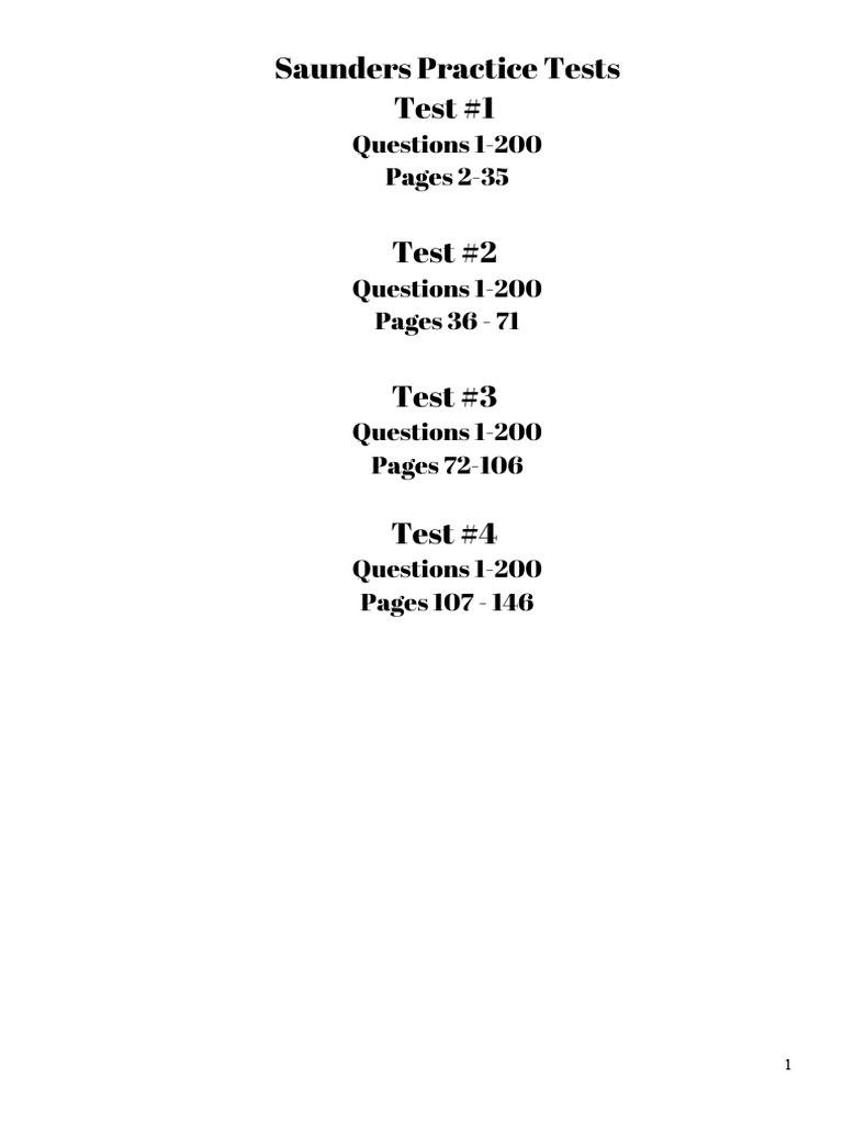 Saunders practice tests test 1 questions 1 200 pages 2 35 pdf