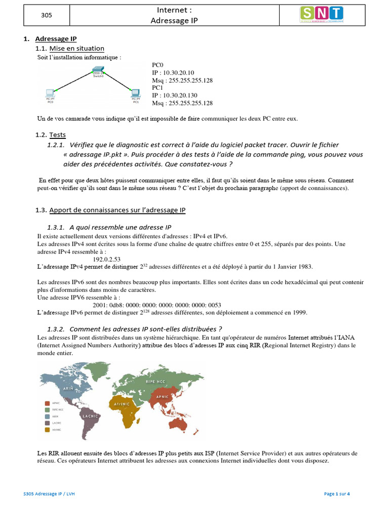 Guide sur l'Adressage IP IPv4 | PDF | Adresse IP | I Pv6
