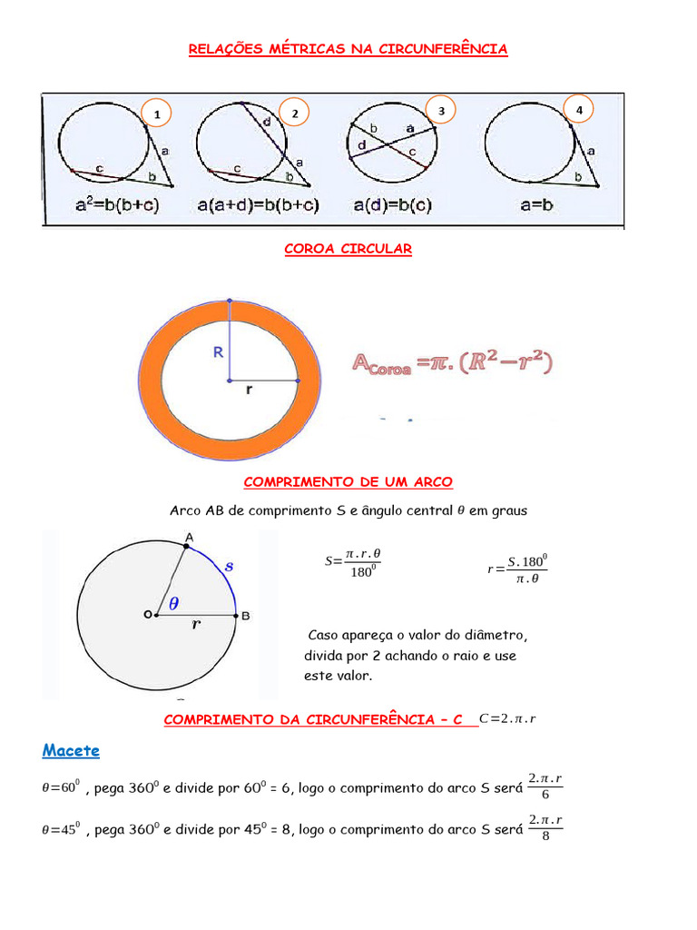 Relações Métricas Na Circunferência | PDF