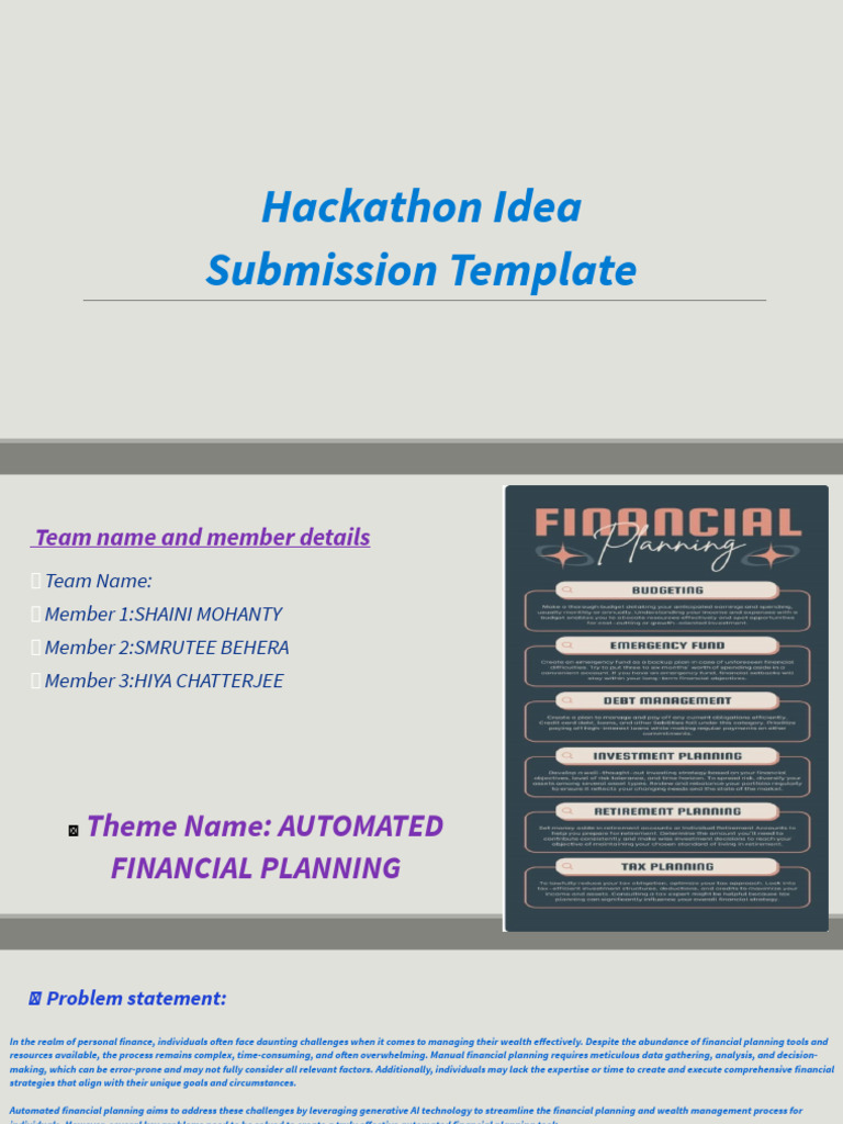 Hackathon - Technology - Idea Submission Template | PDF | Usability ...