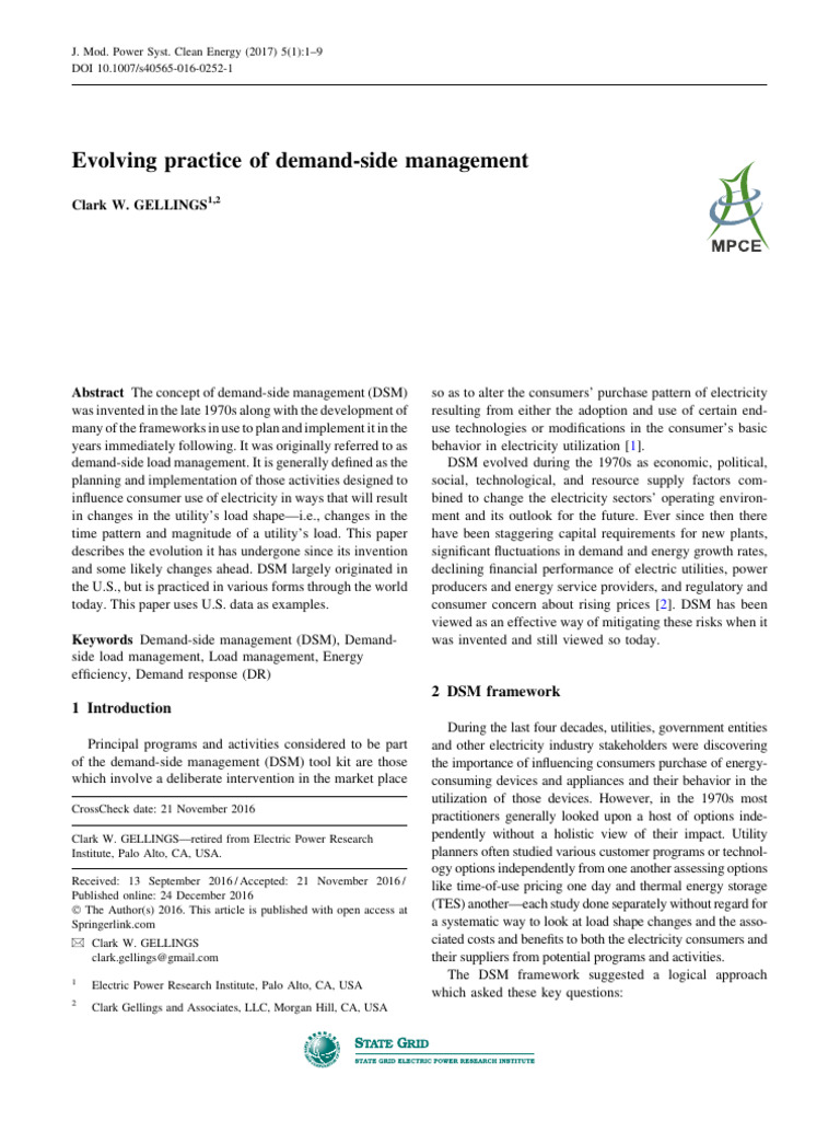 Evolving Practice of Demand-Side Management | PDF | Efficient Energy ...