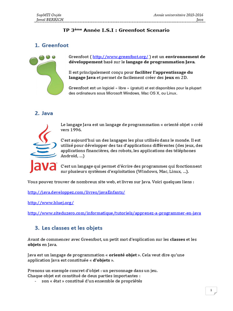 Introduction à Greenfoot et Java | PDF | Structure de contrôle | Java ...