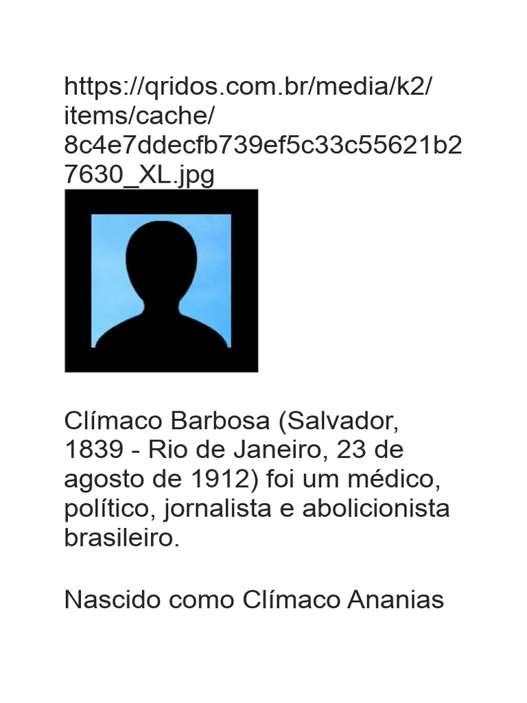 Clímaco Barbosa: Médico e Abolicionista | PDF | História | Religião e ...